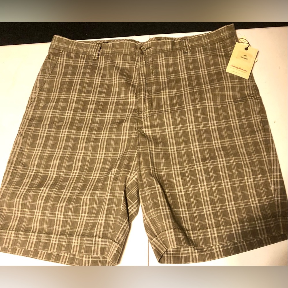 Tommy Bahama plaid brown shorts sz 40, silk blend